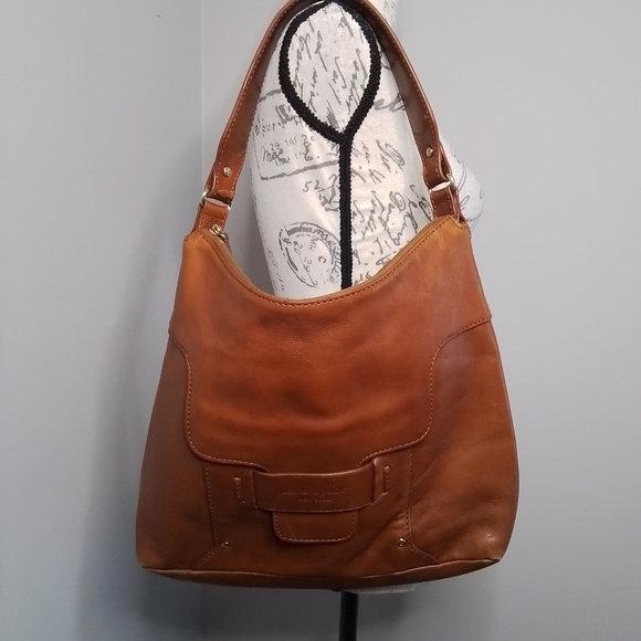 Kate Spade New York Vintage Leather Front Flap Hobo Shoulder Bag Brown - Picture 3 of 12